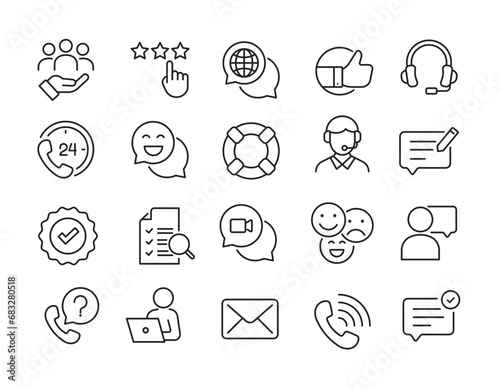 Customer support line icons. Editable stroke. For website marketing design, logo, app, template, ui, etc. Vector illustration.