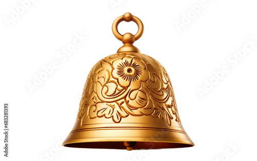 Ornate Christmas Bell Isolated on Transparent Background PNG.