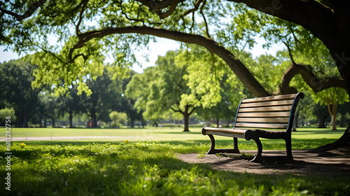 An outdoor park, with lush greenery as the background, during a sunny summer day © CanvasPixelDreams