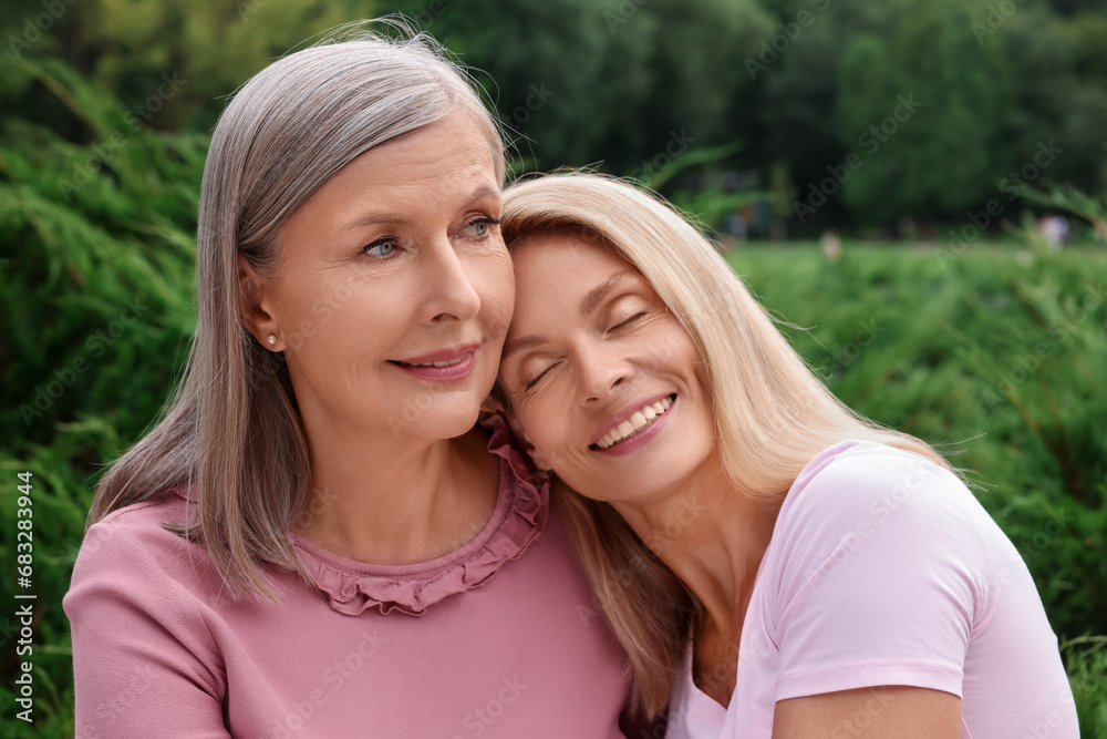 Happy mature mother and her daughter outdoors Happy mature mother and her daughter outdoors