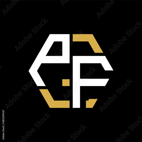 PF letter logo creative design.PF black monogram polygonal shape vector. PF unique design. 