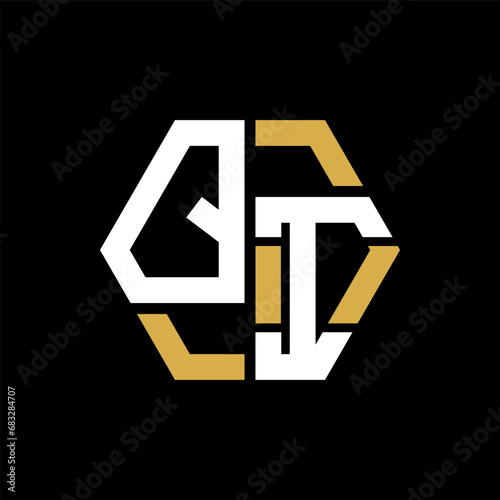 QI letter logo creative design.QI black monogram polygonal shape vector. QI unique design.

