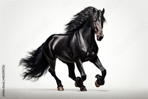 black horse on white background  black horse prancing 