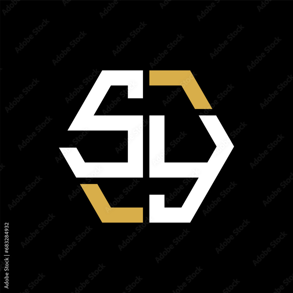 Obraz premium SY letter logo creative design.SY black monogram polygonal shape vector. SY unique design. 