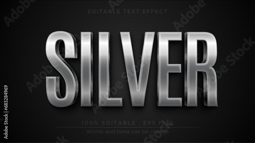Silver editable text effect template with 3d style use for logo mockup