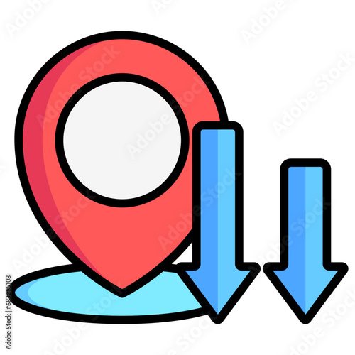 Drop Off lineal multi color icons set, related to transportation, ride sharing theme