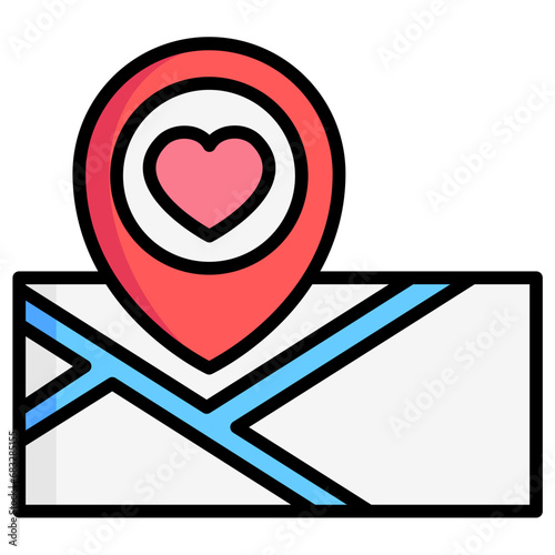 Favorite Places lineal multi color icons set, related to transportation, ride sharing theme