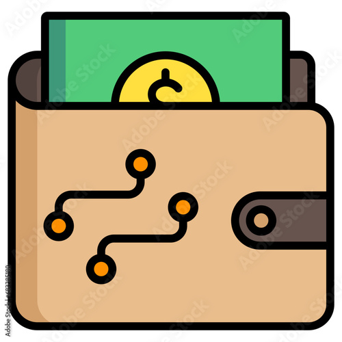 Digital Wallet lineal multi color icons set, related to transportation, ride sharing theme