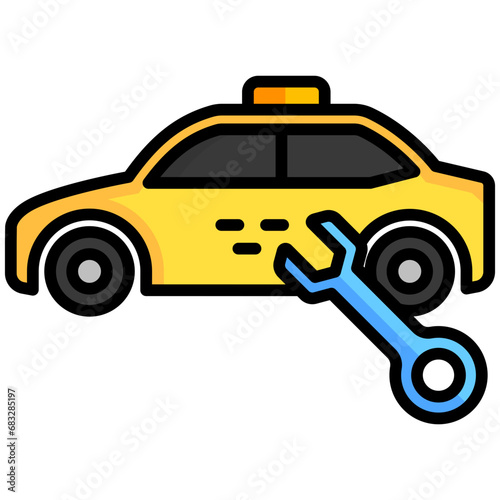Maintenance lineal multi color icons set, related to transportation, ride sharing theme