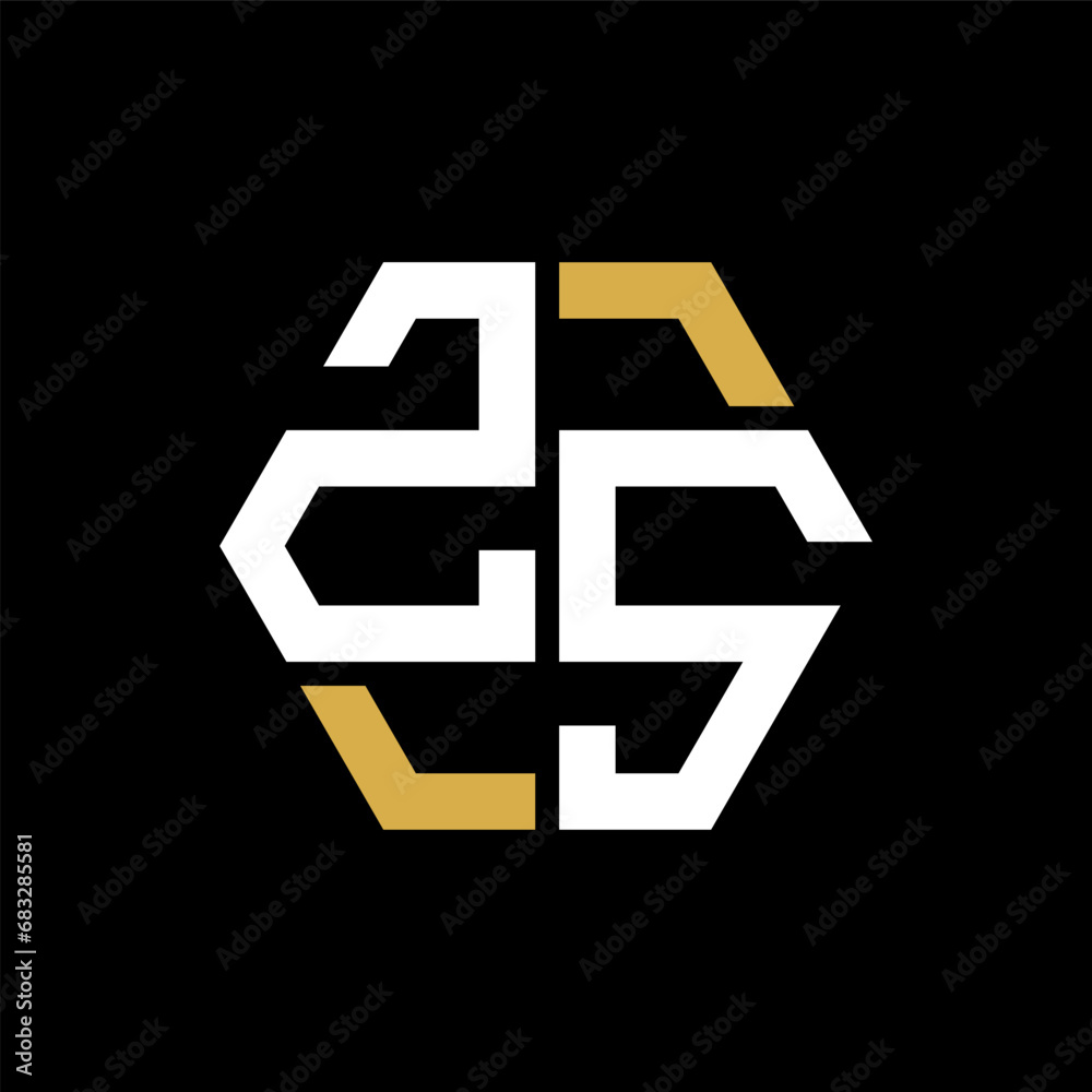 Obraz premium ZS letter logo creative design.ZS black monogram polygonal shape vector. ZS unique design. 