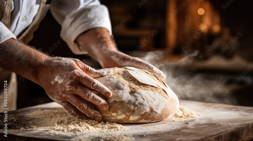 Italian Artisanal Tradition: Stock images showcase the process of making bread with natural sourdough and wheat, following Italian culinary traditions.