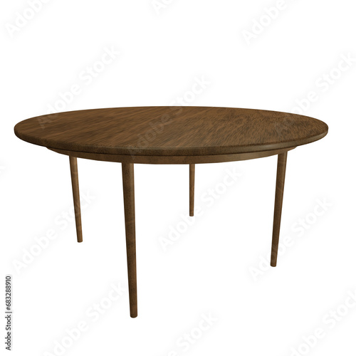 Wooden round table, modern furniture, design concept