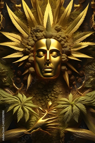 Marijuana hemp (Cannabis sativa or Cannabis indica) plant God.