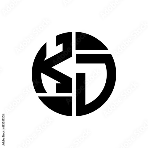 KD letter logo creative design.KD black monogram circle round shape vector. KD unique design. 
