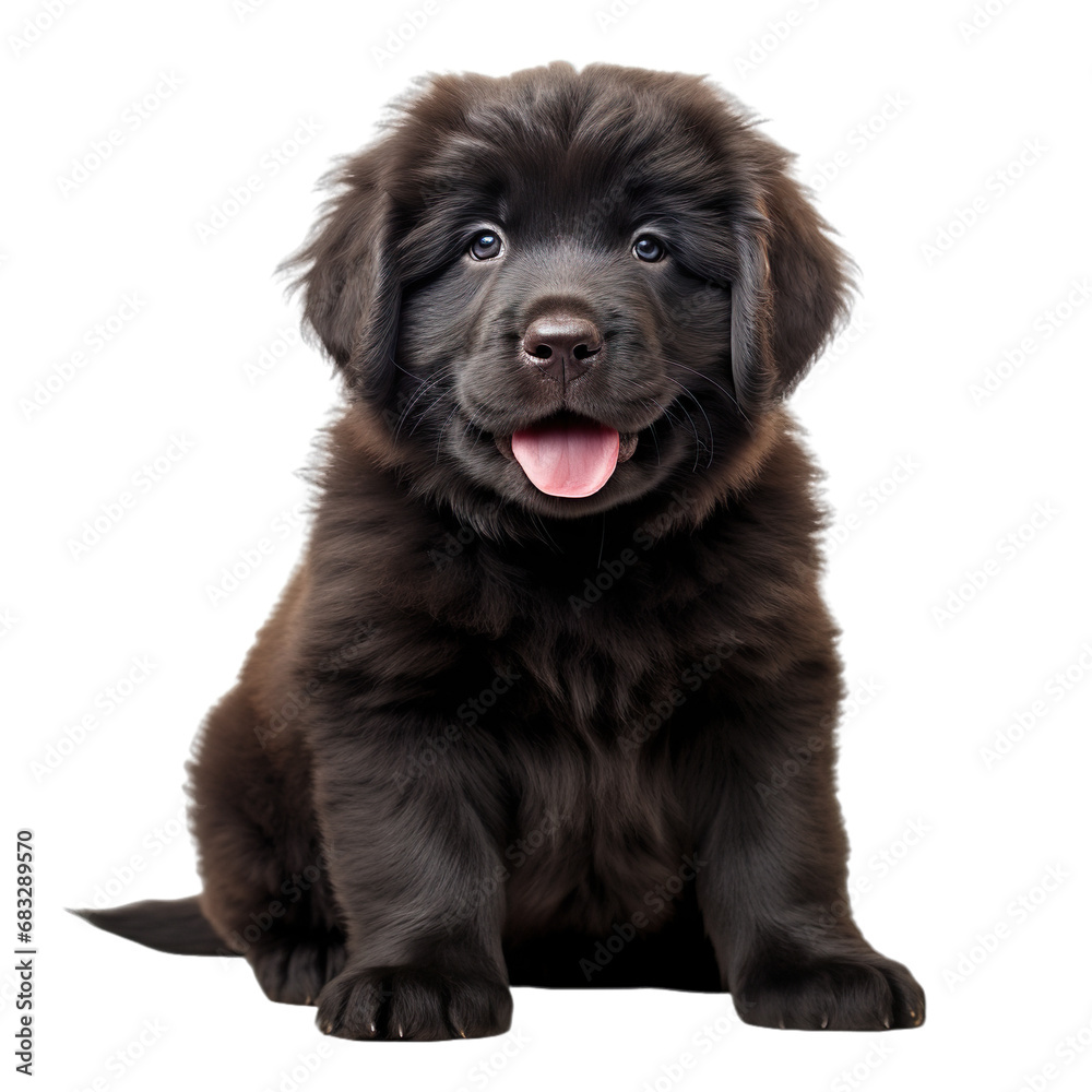 front view of Newfoundland puppy isolated on a white transparent background front view of Newfoundland puppy isolated on a white transparent background