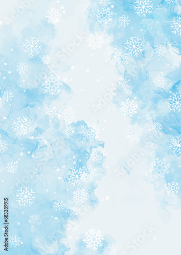 Hand painted watercolour Christmas snowflake background design
