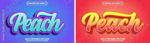 Bundle of 3d peach editable text effect design vectors. Set of editable text effect designs. Modern editable text effect vector design. Editable text style effect - peach text style theme.