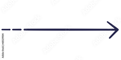 Straight Long Arrow. Black Roughen Long Pointer Vector Isolated Illustration. Vector hand drawn doodle style.