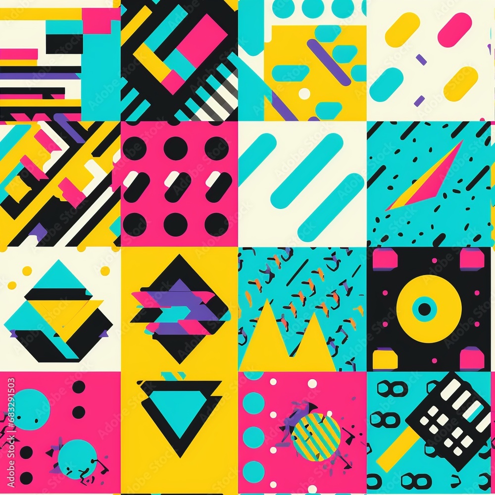 80s Retro Futurism Geometric Abstract Seamless Pattern 80s Retro Futurism Geometric Abstract Seamless Pattern