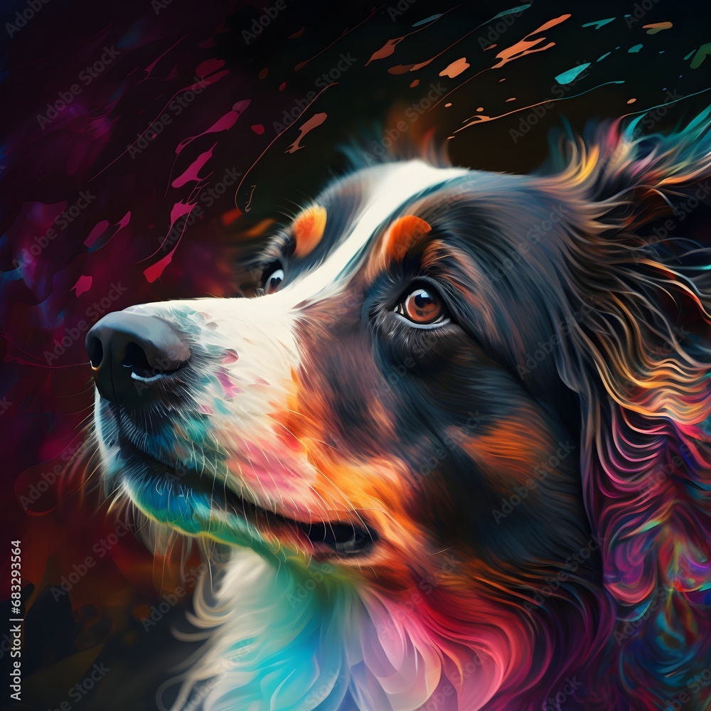 dog with abstract background