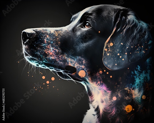 abstract portrait of a black dog