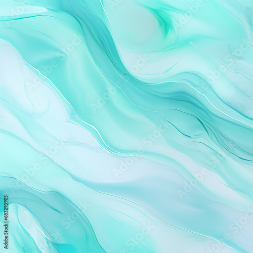 Pastel Cyan Mint Liquid Marble Watercolor Background Texture