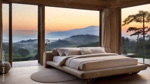 view from the window at sunset