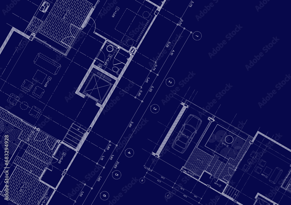 Floor plan designed building on the drawing. Floor plan designed building on the drawing.