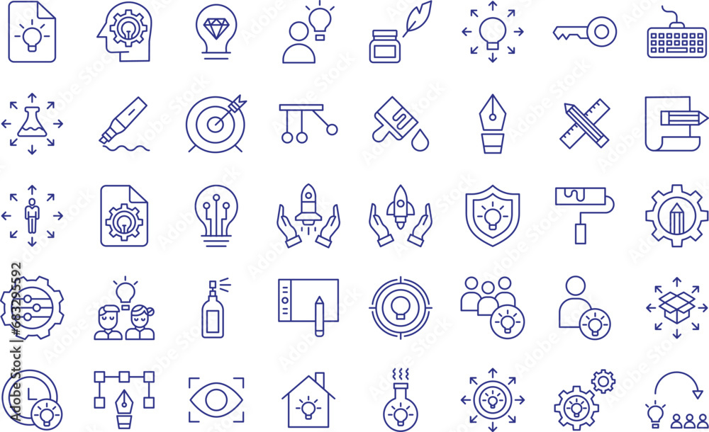 Education and science outline icons set, including icons such as Analytics, Idea, Marker, Lab, user, group, lecturer, and more. Vector icon collection Education and science outline icons set, including icons such as Analytics, Idea, Marker, Lab, user, group, lecturer, and more. Vector icon collection