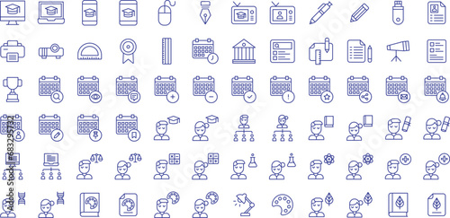 School of education outline icons set, including icons such as Name, and more. Vector icon collection