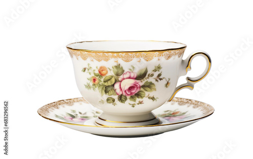 Porcelain Perfection Teacup Isolated on Transparent Background PNG.
