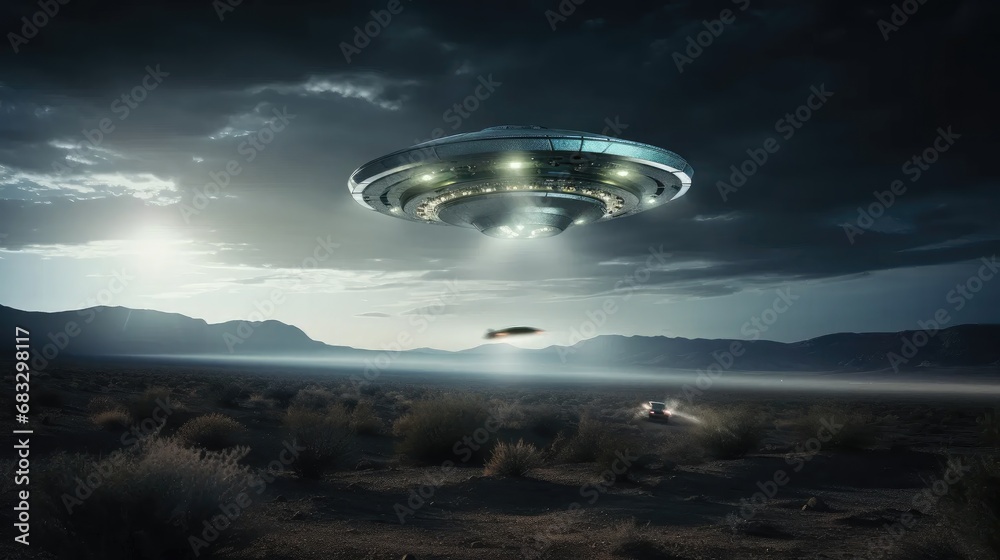 Conspiracy Unveiled: Dive into the world of UFOs and aliens with a camcorder recording a spaceship over area 51 Conspiracy Unveiled: Dive into the world of UFOs and aliens with a camcorder recording a spaceship over area 51