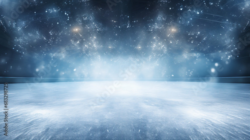 Snow and Ice Rink Night: Winter Background Illuminated