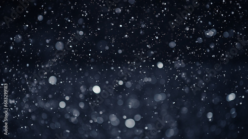 snow bokeh texture on black background, winter celebration abstract