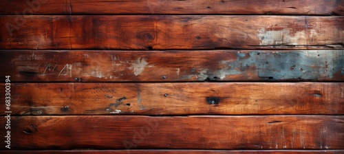 Weathered Wooden Planks with Varying Shades of Brown and Touches of Blue