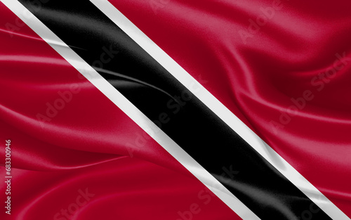 3d waving realistic silk national flag of Trinidad and Tobago. Happy national day Trinidad and Tobago flag background. close up