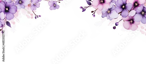 Purple crystal embellished Somei Yoshino sakura flowers decorate a floral wedding invitation photo