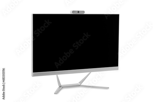 light gray monitor in a transparent background. photo