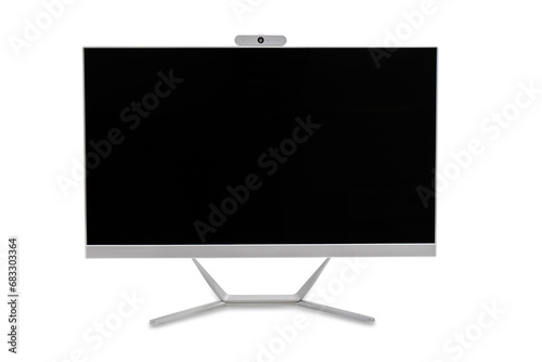 light gray monitor in a transparent background. photo