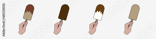 Ice cream in human hands