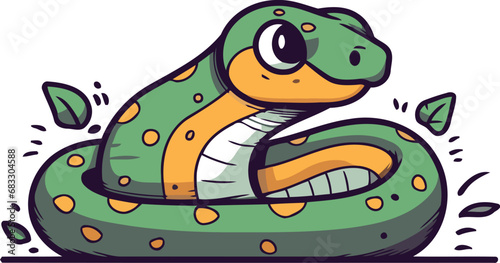 Cute cartoon snake vector illustration isolated on a white background