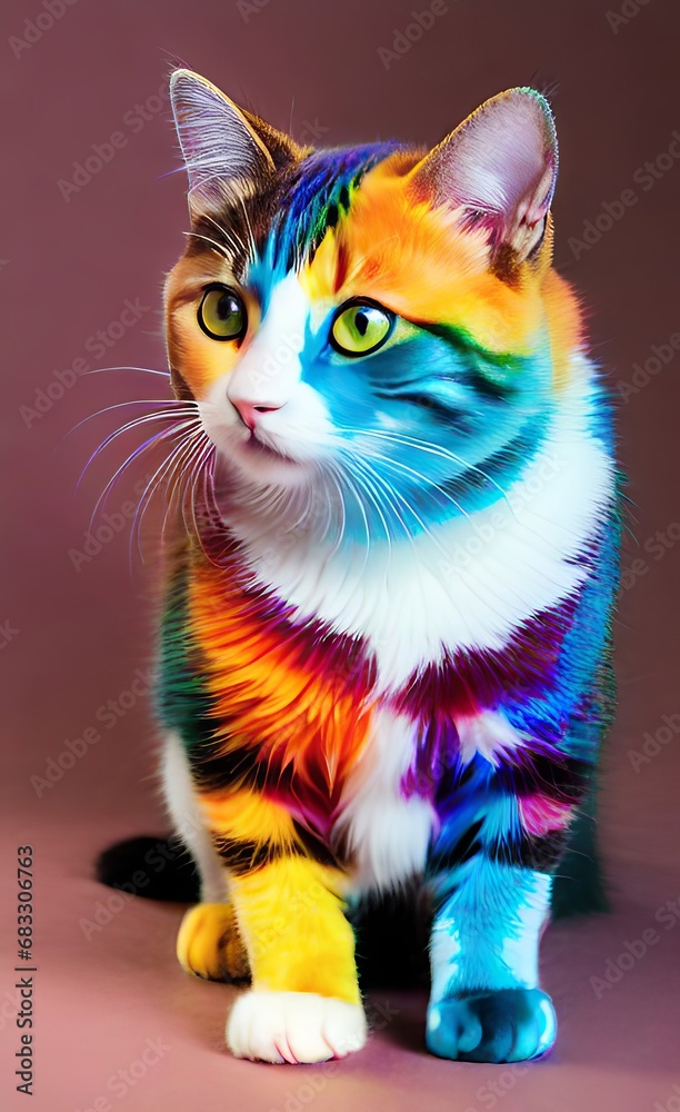 a rainbow coloured cat a rainbow coloured cat