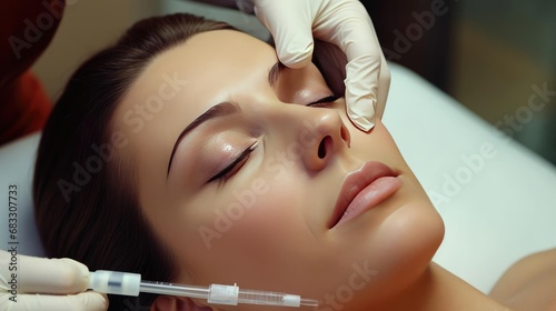 A young beautiful woman is given a rejuvenation procedure photo