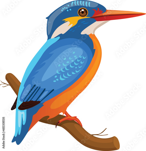 Vector Illustration of a kingfisher-hunting bird