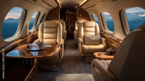 Interior of a private luxury jet. © visoot