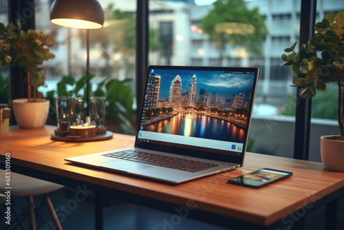 Laptop on the office desk.