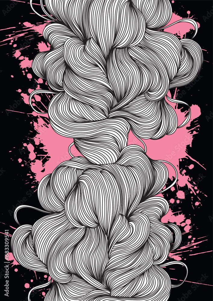 custom made wallpaper toronto digitalAbstract composition of wavy black lines on the background of a purple grunge blob
