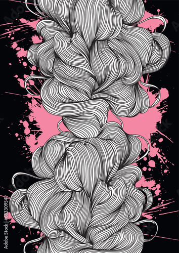 Wallpaper Mural Abstract composition of wavy black lines on the background of a purple grunge blob Torontodigital.ca