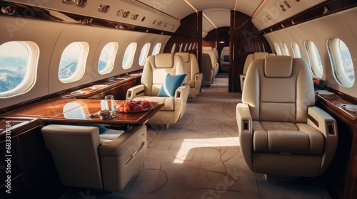 Exclusivity of a private jet interior, Exclusive retreat, VIP Haven, Grandiose luxury. photo