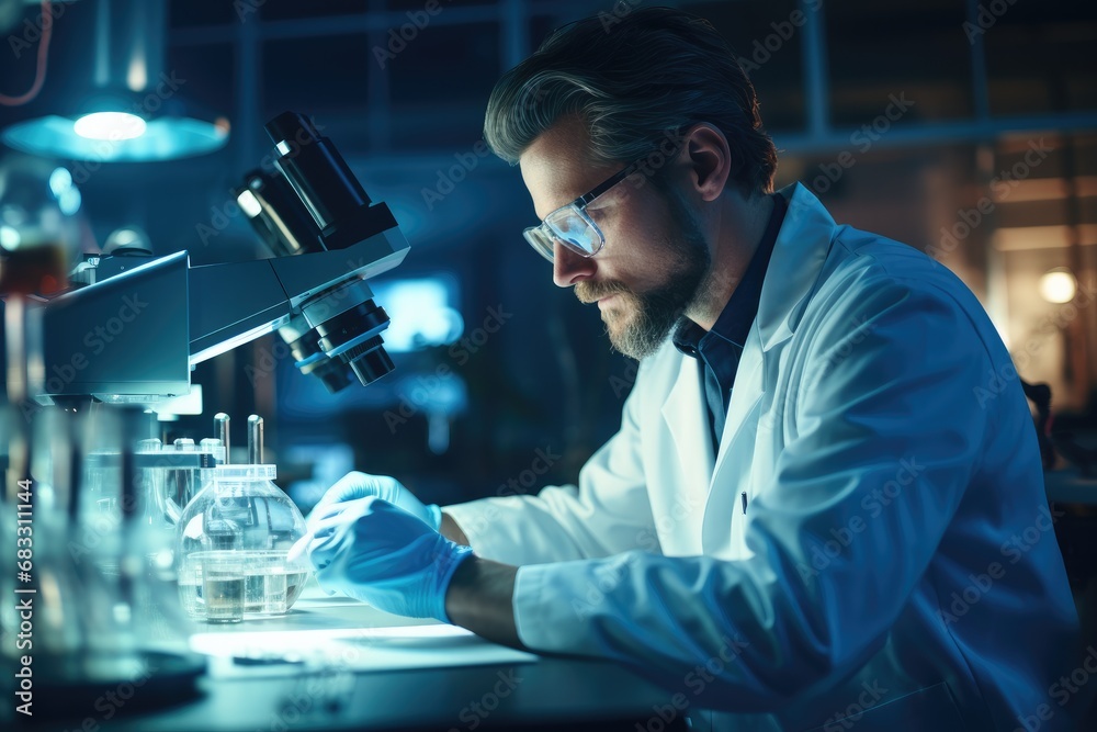 Scientist working in a modern laboratory. Scientist working in a modern laboratory.